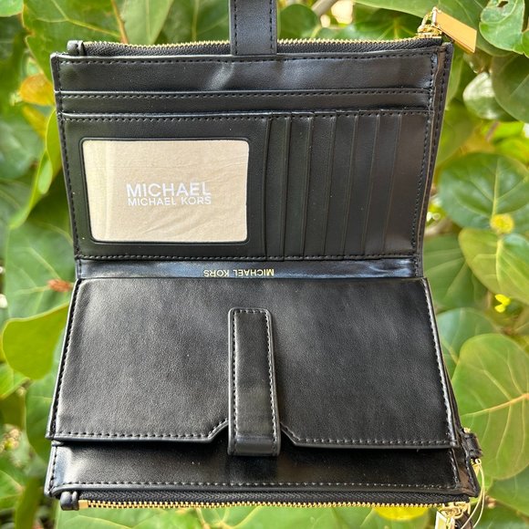 Michael Kors Carter Large Open Tote Bag + Double Zip Wallet MK Zebra Print Black - Picture 16 of 16